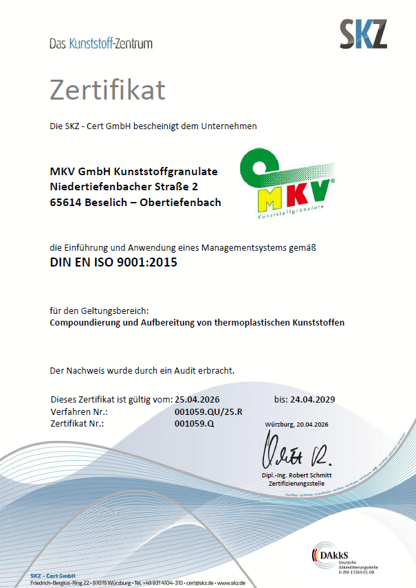 Zertifikate DIN EN ISO 9001/14001